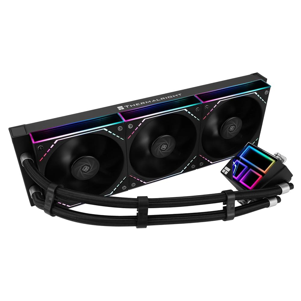 Thermalright Frozen Infinity 360 블랙 CPU 워터 쿨러, Aio 트리플 TL-M12 PWM 팬, 인피니티 미러 AMD /AM4 /AM5용, 인텔 LGA1 - 상품 이미지