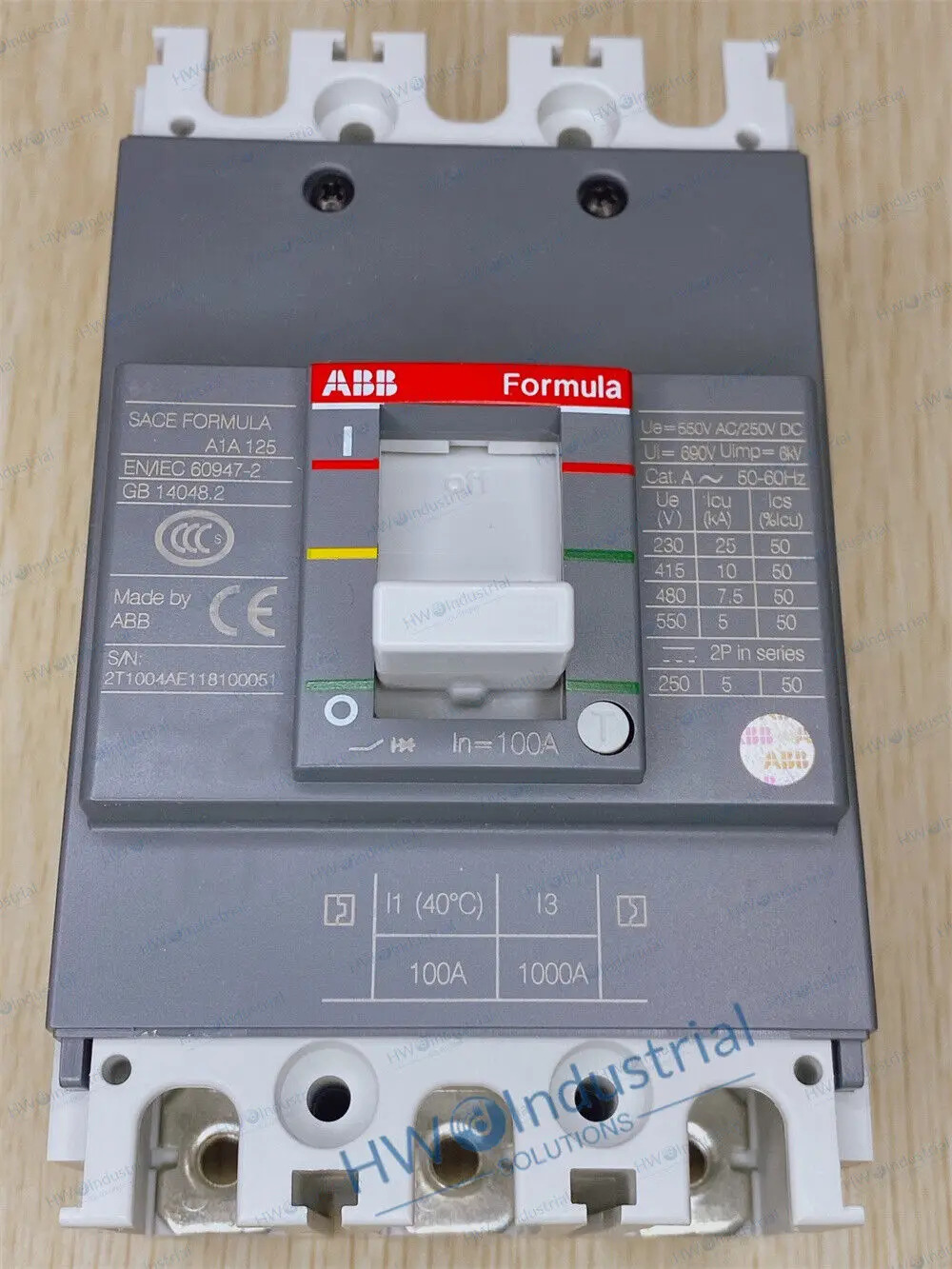 1/피스 MCCB A1A125 TMF100/1000 FF 3P 100A ABB 성형 케이스 회로차단기