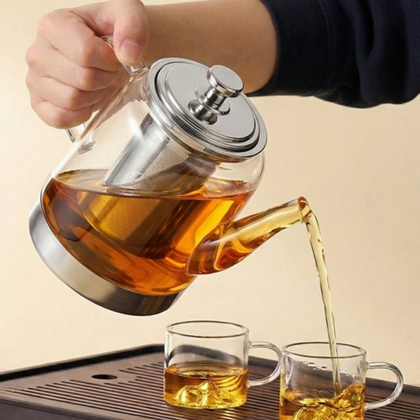 직화 유리 주전자 인덕션 유리 티팟 내열 1500ml 투명 다관 - 상품 이미지