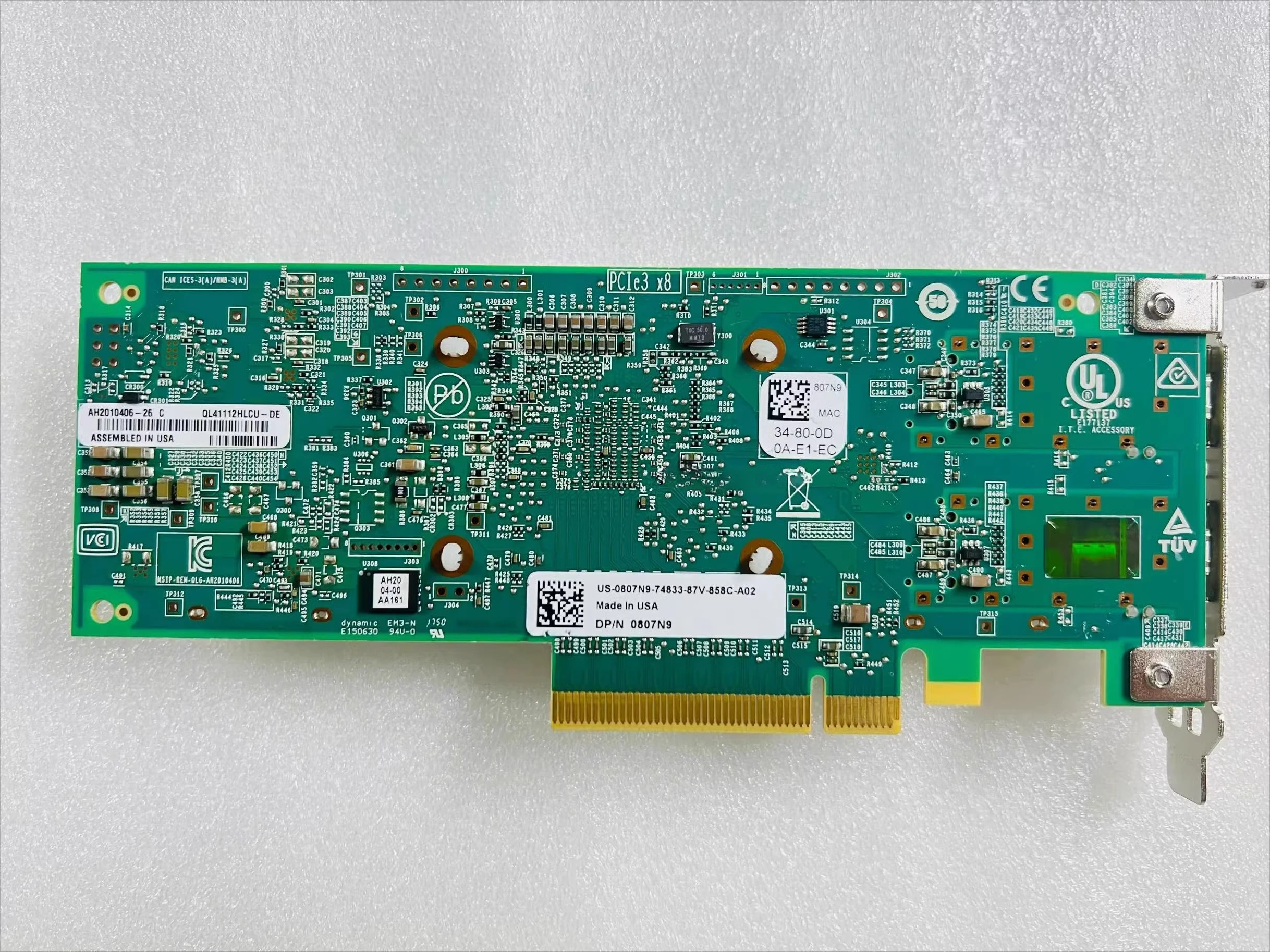 DELL QL41112HLCU-DE 807N9 C5RNH 5252W기가비트 듀얼 포트 광섬유 네트워크 인터페이스 카드용