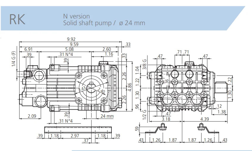 고압 펌프 15L/275 바 1450 RPM AR-PUMP RK 15.28 HN
