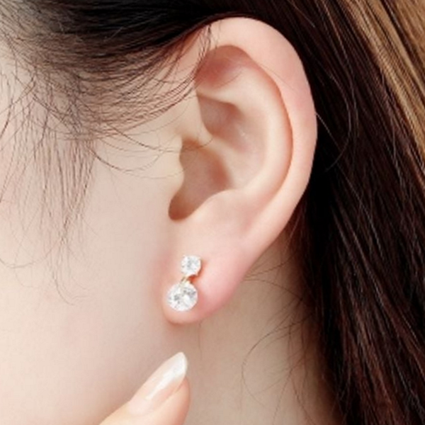 고급스러운 은침 귀걸이 드롭형 큐빅 장식 귀걸이 파티 선물 - 상품 이미지