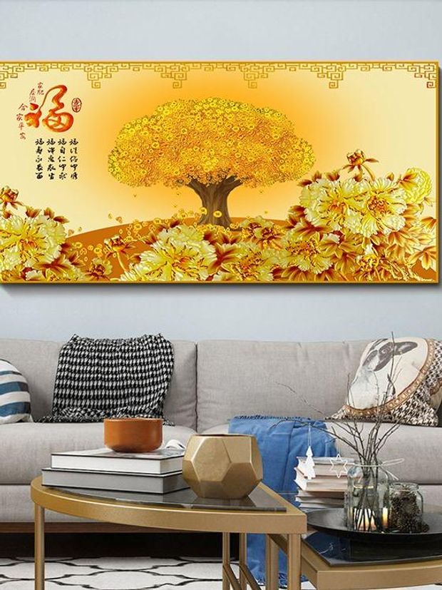 보석십자수 보름달 황금 사슴 나무 새 금전수 kh-03 중형 70 x 150cm - 상세 이미지 3