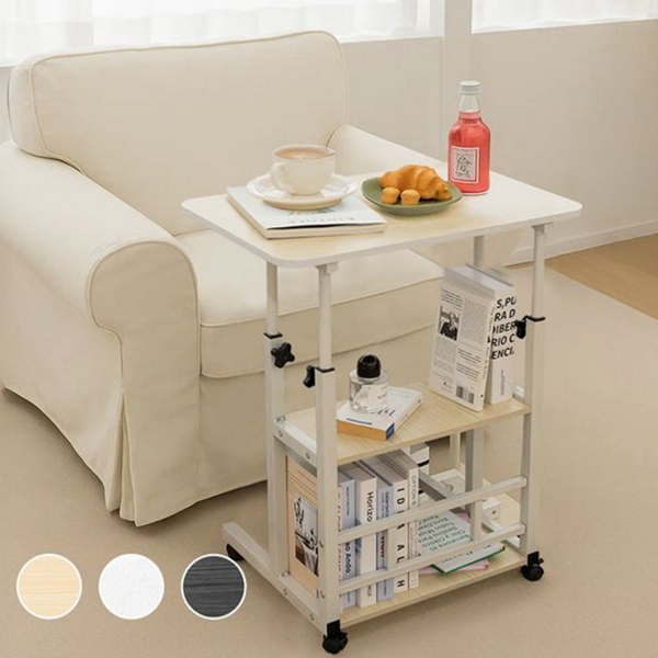 바퀴형 이동식 사이드 테이블 오피스 높이 조절 테이블 책상 거실