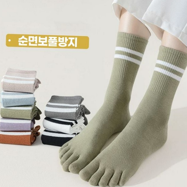 데일리 여성 중목 양말 스트라이프 면 중목 양말 무지 학생 - 상품 이미지