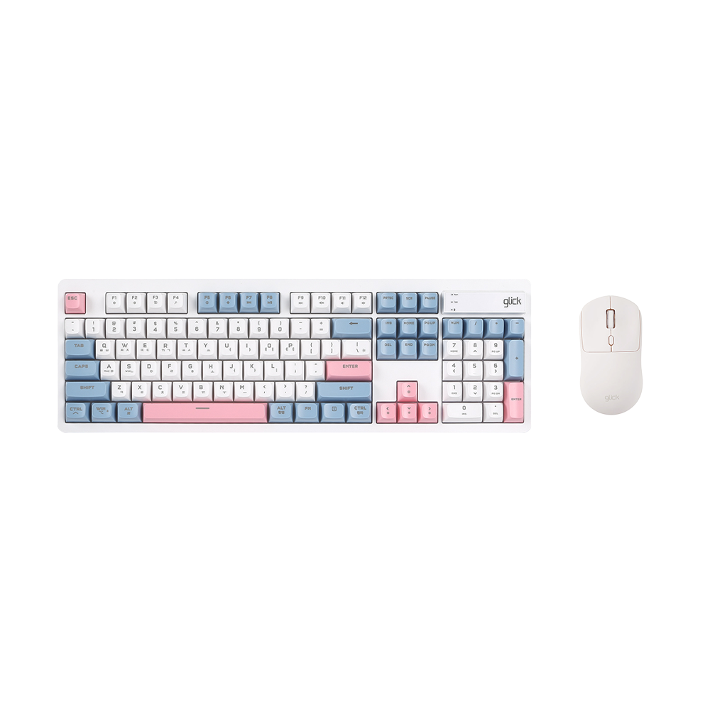 지클릭커 오피스프로 WMK515 사일런스 M 무소음 무선 블루투스 키보드 마우스 세트 104키 Sky Pink - 상품 이미지