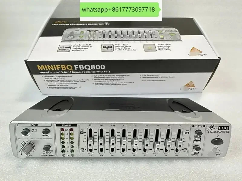 FBQ800 컴팩트 9 세그먼트 그래픽 EQ 이퀄라이저 피드백 억제기 안티 하울링 프로세서 양손 범용