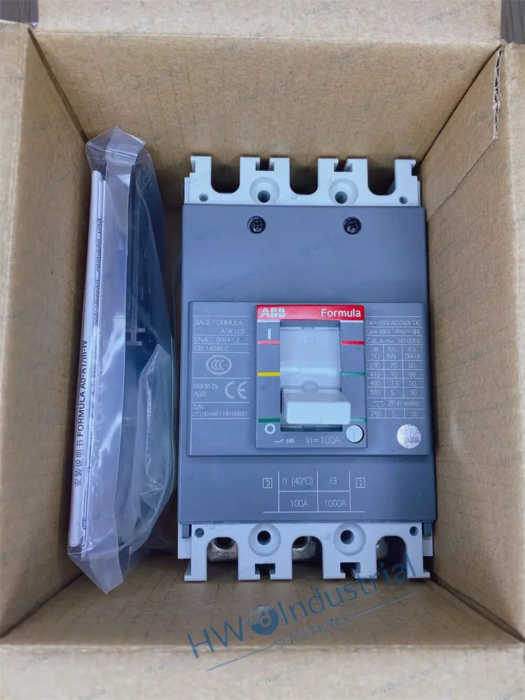 1/피스 MCCB A1A125 TMF100/1000 FF 3P 100A ABB 성형 케이스 회로차단기