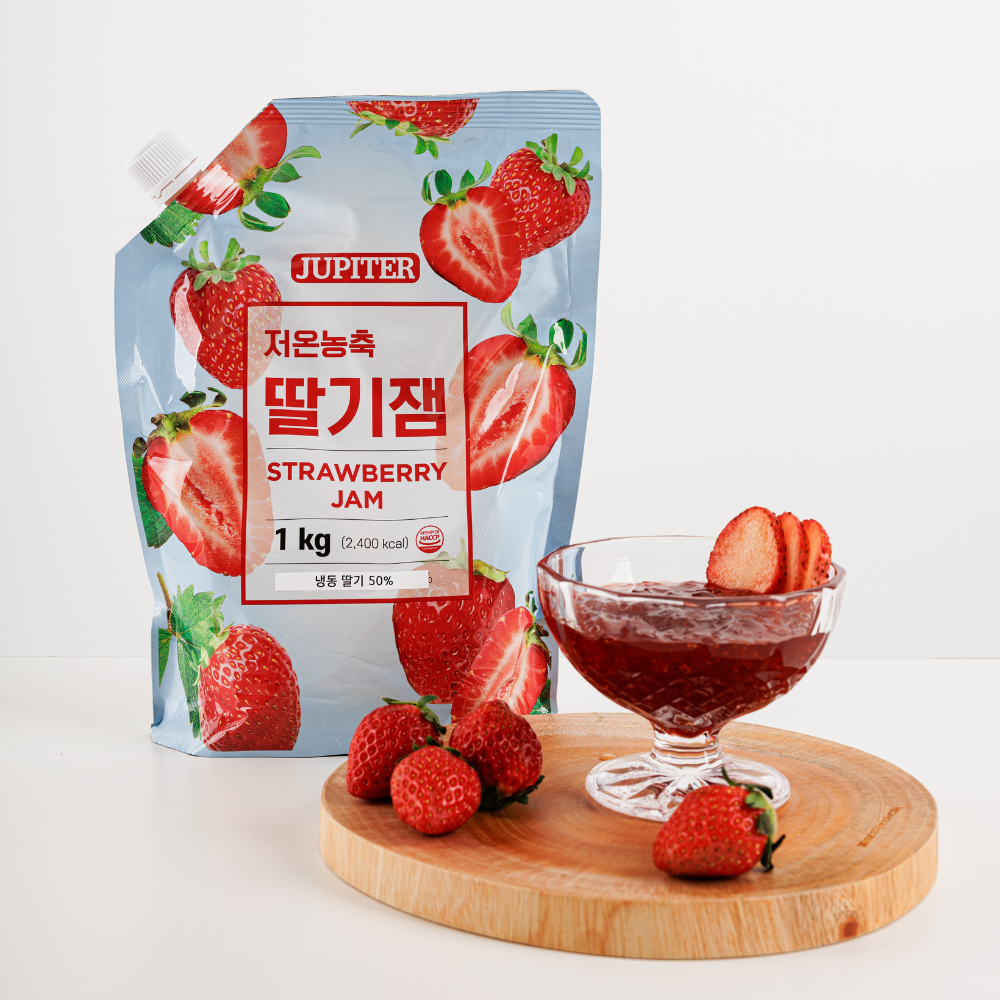 [쥬피터]저온농축 딸기잼 1kg 딸기라떼 만들기 딸기청 아기 간식 - 상품 이미지