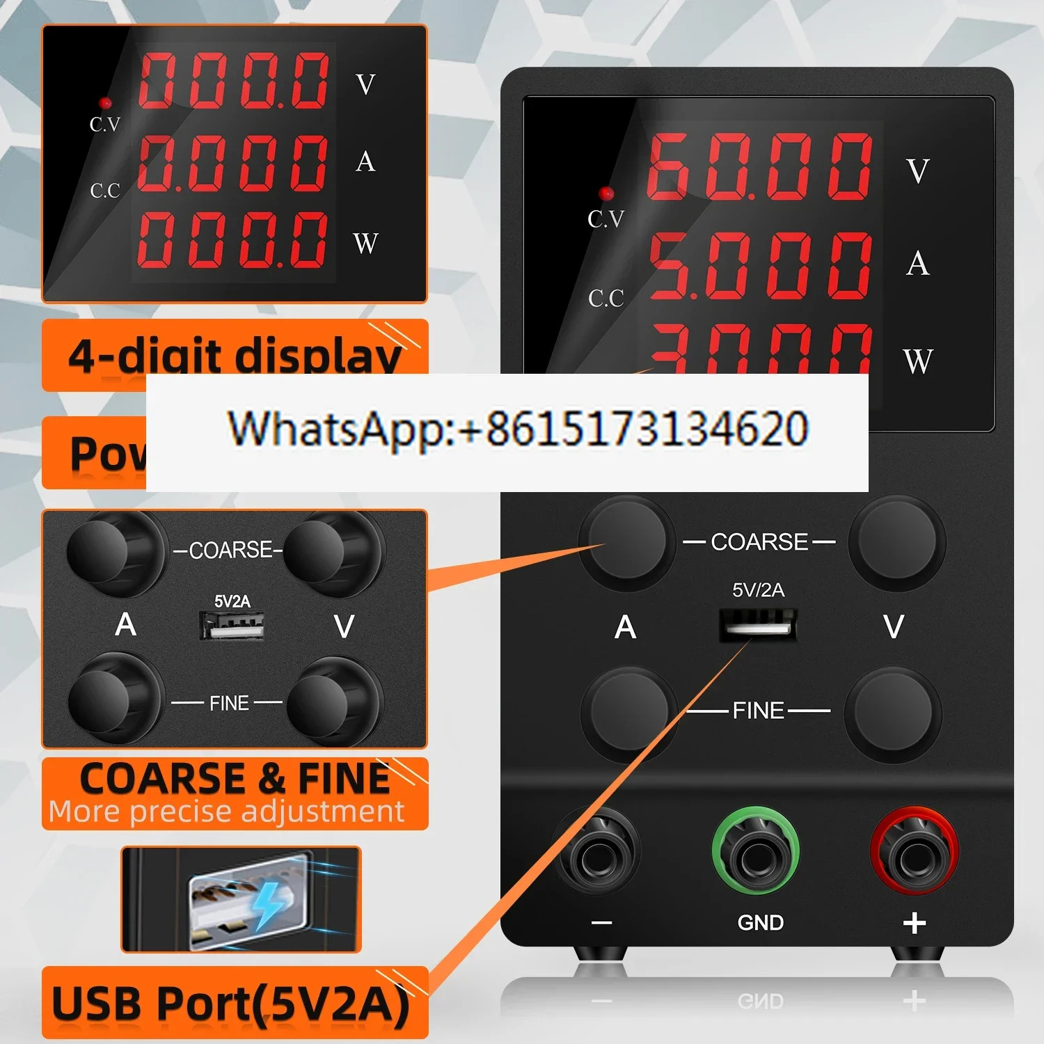SPS605 DC 전원공급장치 조정 가능스위칭 전원 USB 인터페이스 3 세트 4 개 디지털 디스플레이 60V 5A 신