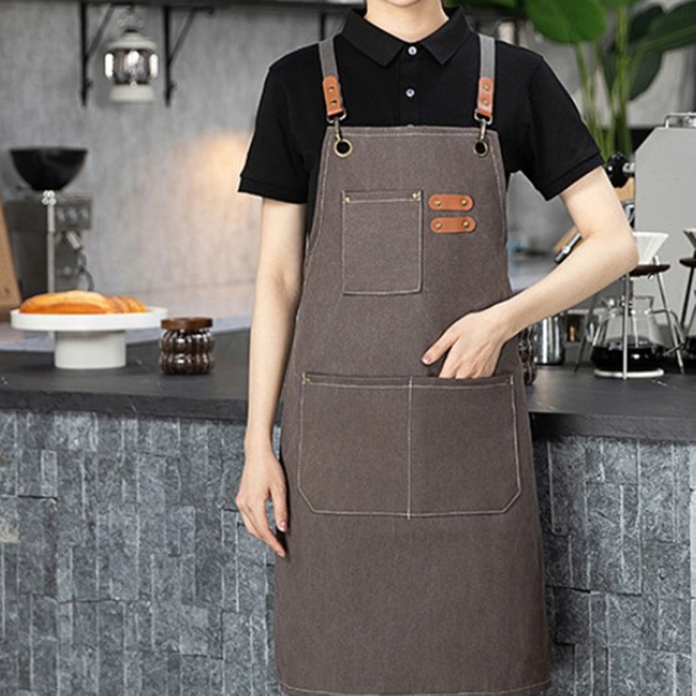 방수앞치마 주방 카페 바리스타 작업용 캔버스 크로스끈 앞치마 박대표마켓 - 상품 이미지