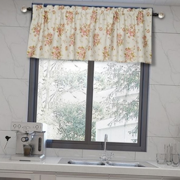 인테리어 암막 바란스 커튼 꽃무늬 주방 작은 창 커튼 가림막