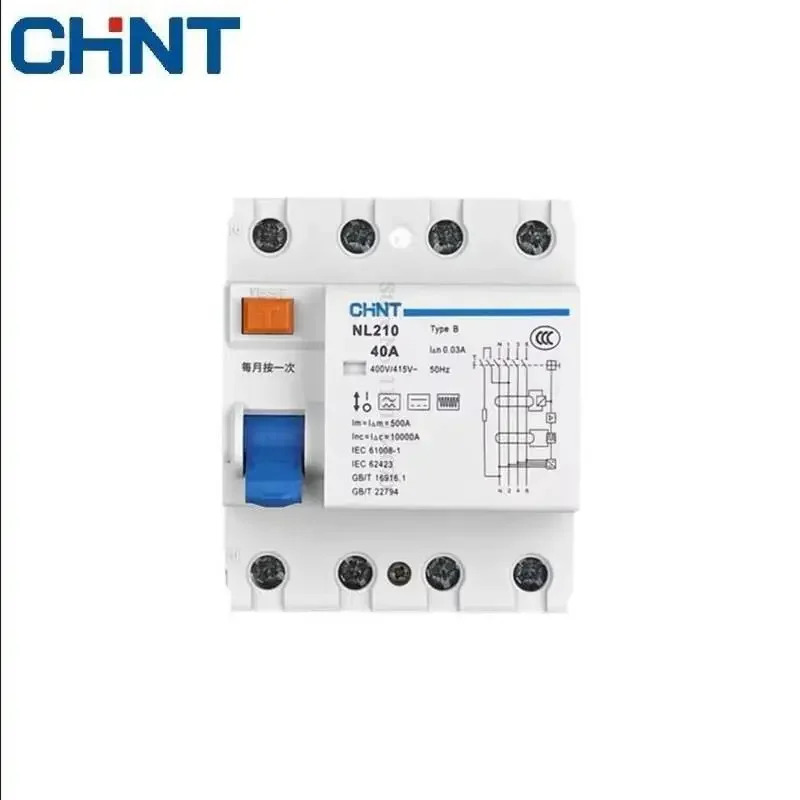 CHINT NL210 B RCCB 3PN 4P 2P 1PN 63A 40A 25A 30MA EV 충전누전 차단기 잔류 전류 보호