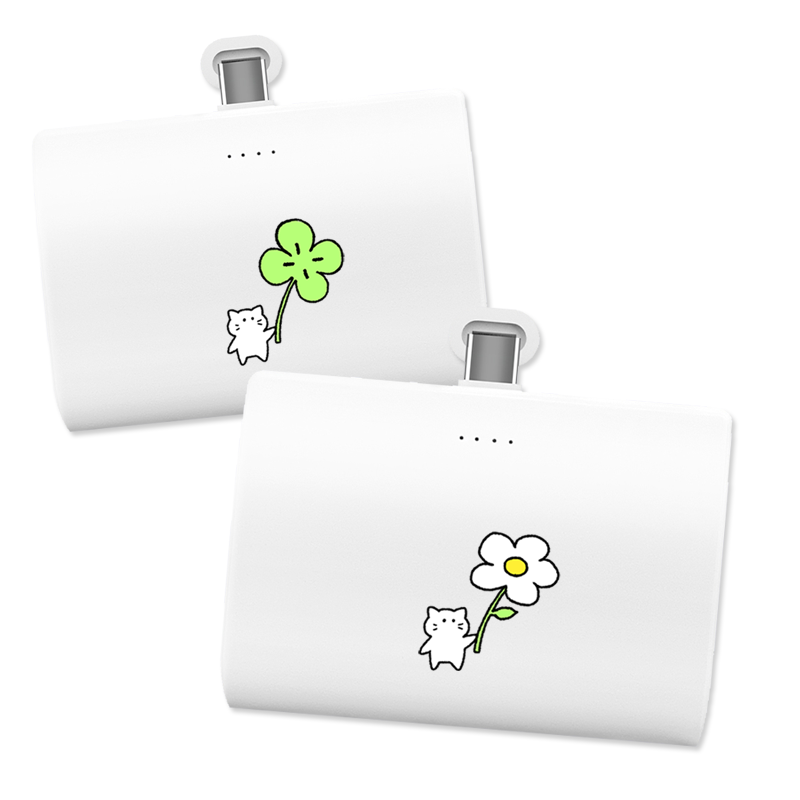 BZ NEW 꽃냥이 네잎냥이 아이폰 갤럭시 듀얼 도킹 보조배터리 10000mah - 상세 이미지 2