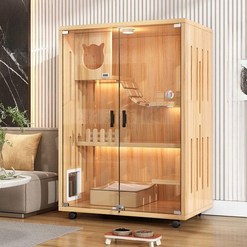 나무 고양이 집 강아지 정원 텐트 B 내추럴 우드 120 x 90x60 직접 설치 - 상품 이미지