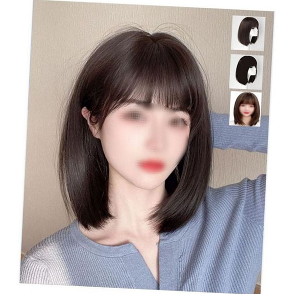데일리 여성 가발 레이어드 여성 통가발 중단발 생머리 - 상품 이미지