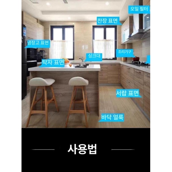 파워풀 주방 청소 강력 세정제 오일 얼룩 제거제 생활용품 미라클 투명 투명 타올 다용도수세미 포함 1병 400ml - 상세 이미지 3