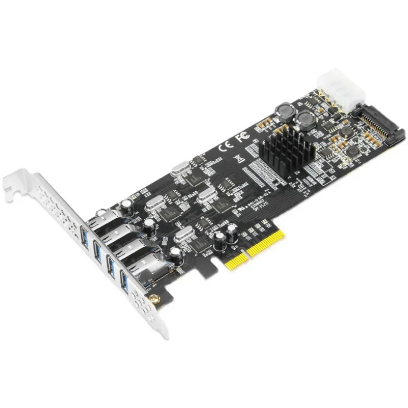 독립 채널 USB3.0 어댑터 카드 PCIEx4 - 확장 NEC 산업카메라 4핀 SATA