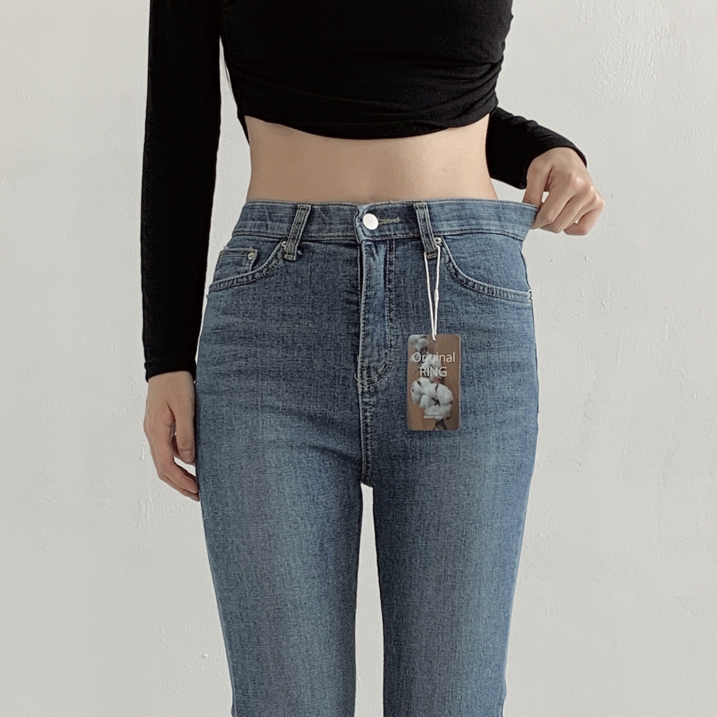여자 진청 세미부츠컷 청바지 히든밴딩 스판3% 슬럽데님 하이웨스트 (S~XL) 봄신상 이미지 8