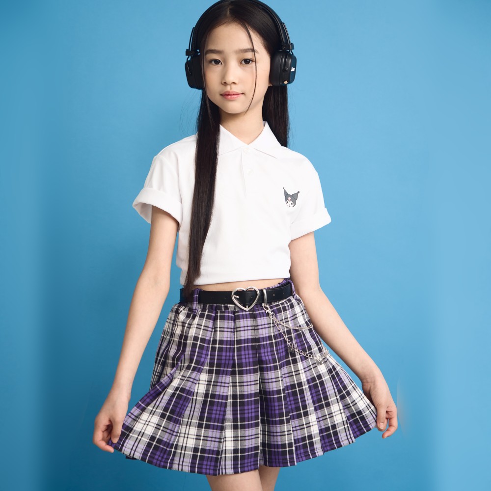 더데이걸 나비 벨트 체크 플리츠 스커트 TGWH24303 - 상품 이미지