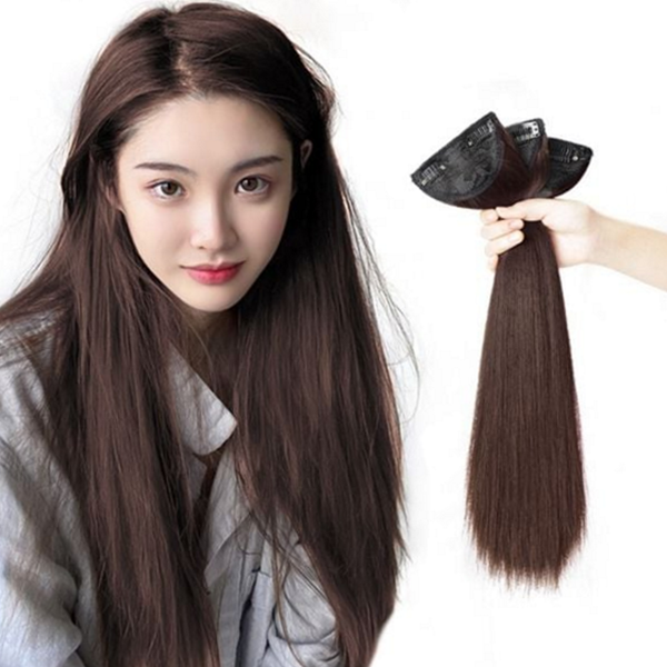 내추럴 똑딱이 부분 가발 클립형 붙임머리 피스 45cm 증모 여성 - 상품 이미지