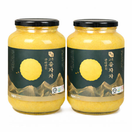 고흥 유자차 유자청 수제 갈아만든 유자 에이드 두원농협 두힐 2kg2병 세트