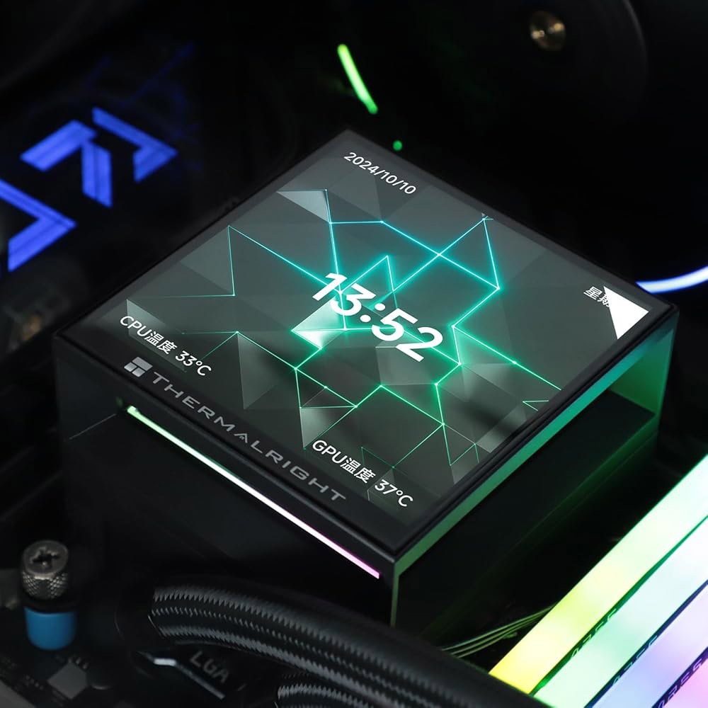 Thermalright HyperVision 360 UB ARGB 블랙 CPU 워터 쿨러, 360mm Aio, 480x480 해상도의 IPS LCD 화면, 마그네틱 패널 AM4 - 상세 이미지 2