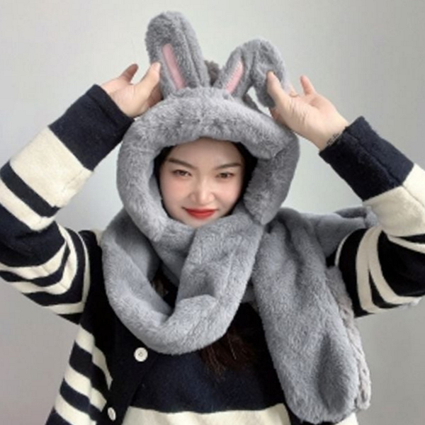 귀여운 토끼 귀 모자 귀도리 겨울 토끼 모자 양털 방한 - 상품 이미지
