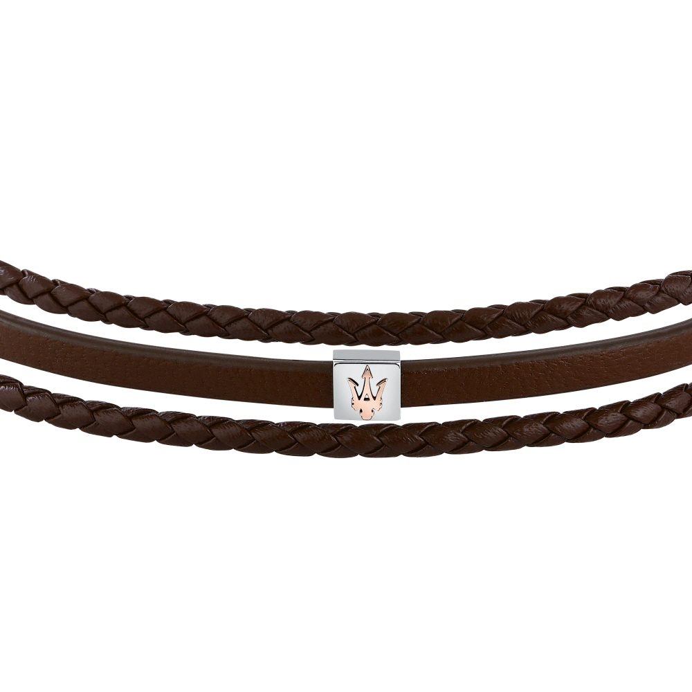 [Italian Design] 마세라티 남자 아이코닉 JM525AVE 가죽팔찌 메탈 액세서리 명품 패션 브라운 - 상세 이미지 3