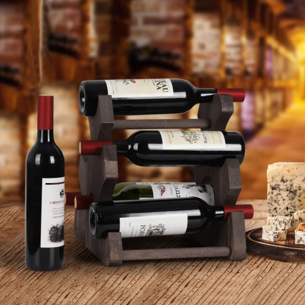 프리미엄 목재 와인랙 진열대 유럽스타일 와인진열대 인테리어 갈색 갈색 3층 - 상세 이미지 4