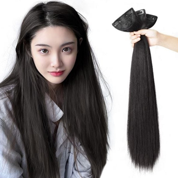 내추럴 긴 부분 가발 인모 똑딱이 부분 가발 붙임머리 증모 - 상품 이미지