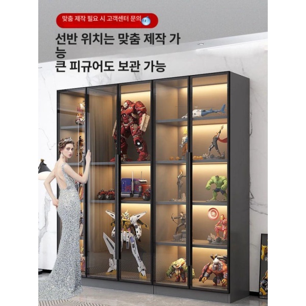 프리미엄 대형 투명 건담 피규어수납장 장식장 40x40x200 5층 단열 문형 그레이 40x40x200 5층 단열 문형 그레이 - 상세 이미지 4
