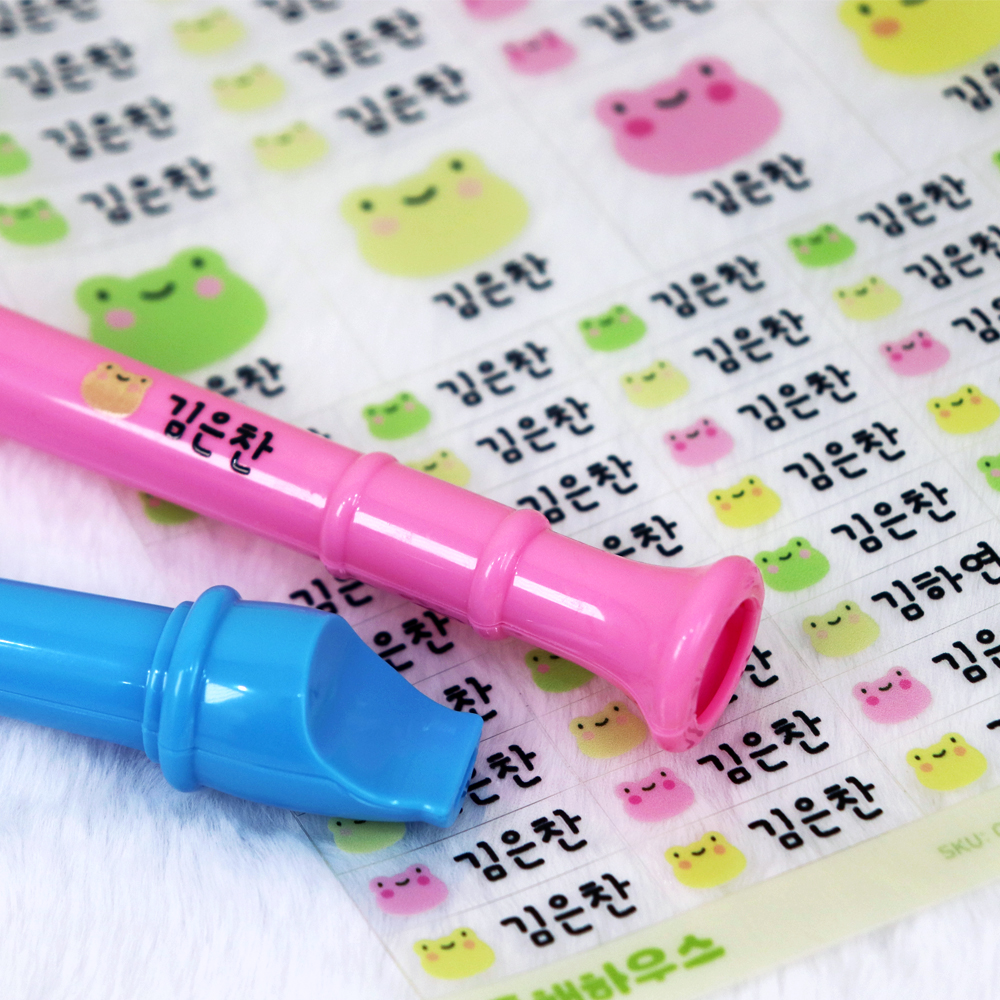 이름스티커 방수 이름표 라벨 어린이집 투명 네임스티커 배경없는 UV DTF 곰돌이 검정색 - 상세 이미지 3