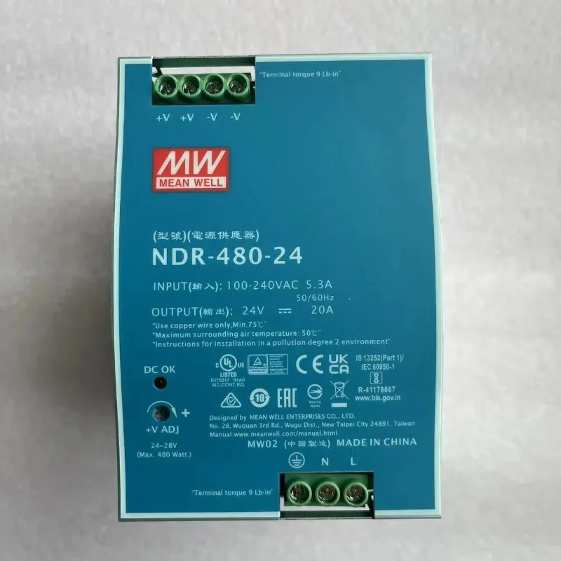 MEAN WELL NDR-480 시리즈 NDR-480-24 NDR-480-48 480W 산업DIN 레일 단일 출력