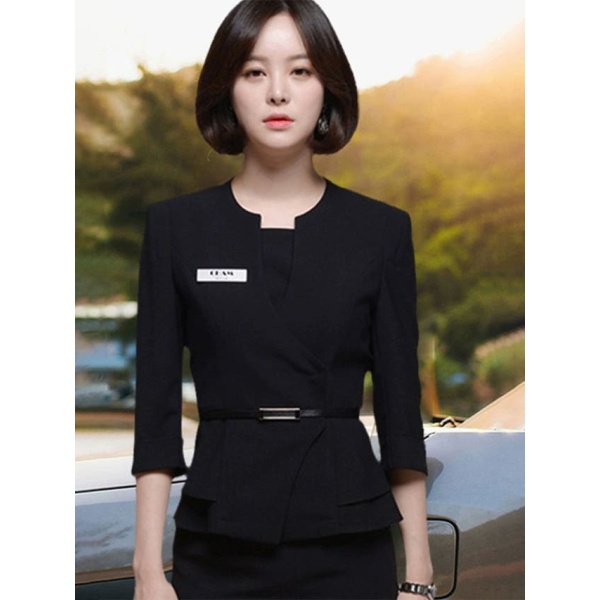 럭셔리 코디네이터 호텔 치과 실장 비서복 상담유니폼 치마 펄화이트 7부소매 상의 펄화이트 7부소매 상의 XS - 상품 이미지