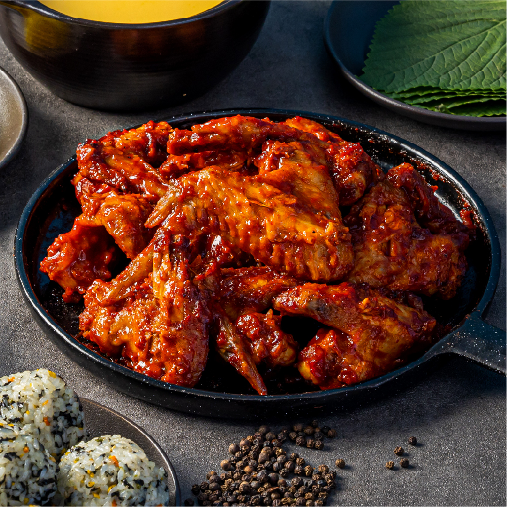 야식플렉스 숯불 직화 매운 불 닭날개구이 250g 캠핑음식 밀키트 술안주 간편식 - 상세 이미지 2