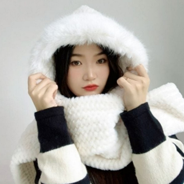 포근한 여성 후드 목도리 귀여운 후드 목도리 데일리 겨울 - 상품 이미지