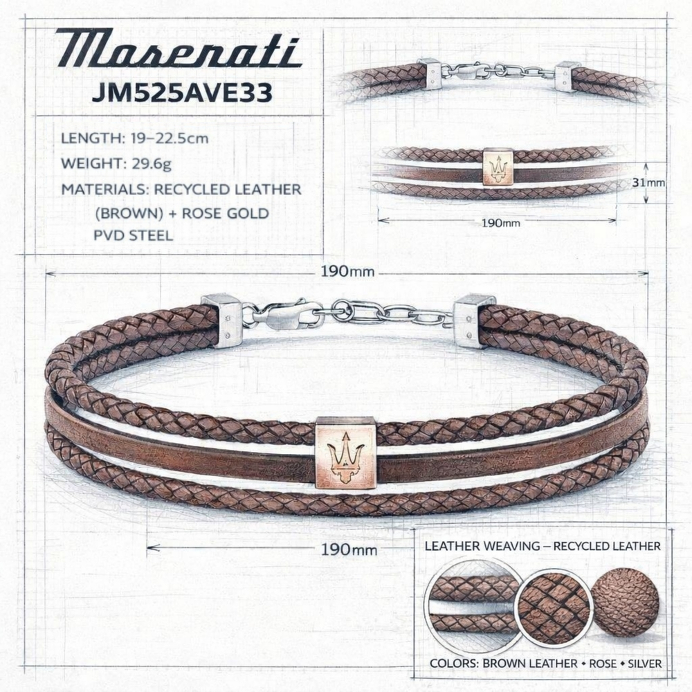 [Italian Design] 마세라티 남자 아이코닉 JM525AVE 가죽팔찌 메탈 액세서리 명품 패션 브라운 이미지 7