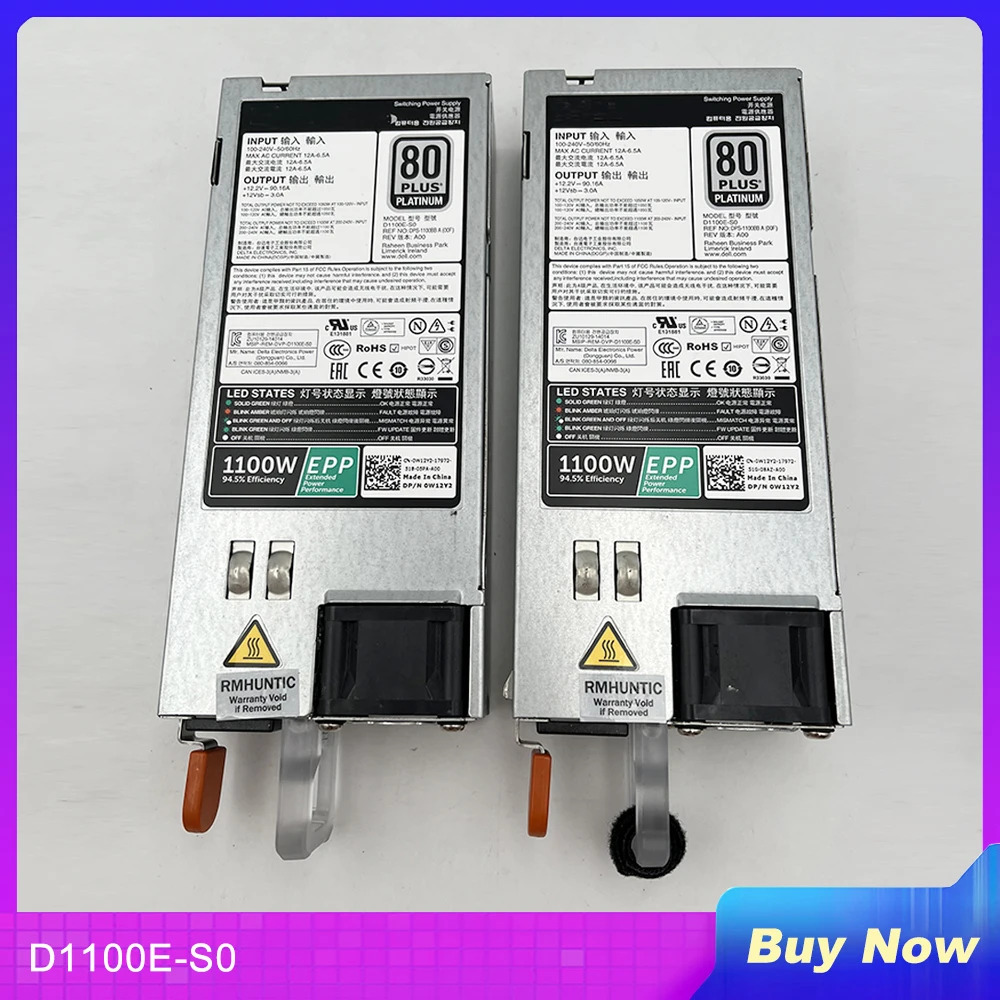 DELL 랙 서버 EPP 1100W 스위칭 전원공급장치 0W12Y2D1100E-S0