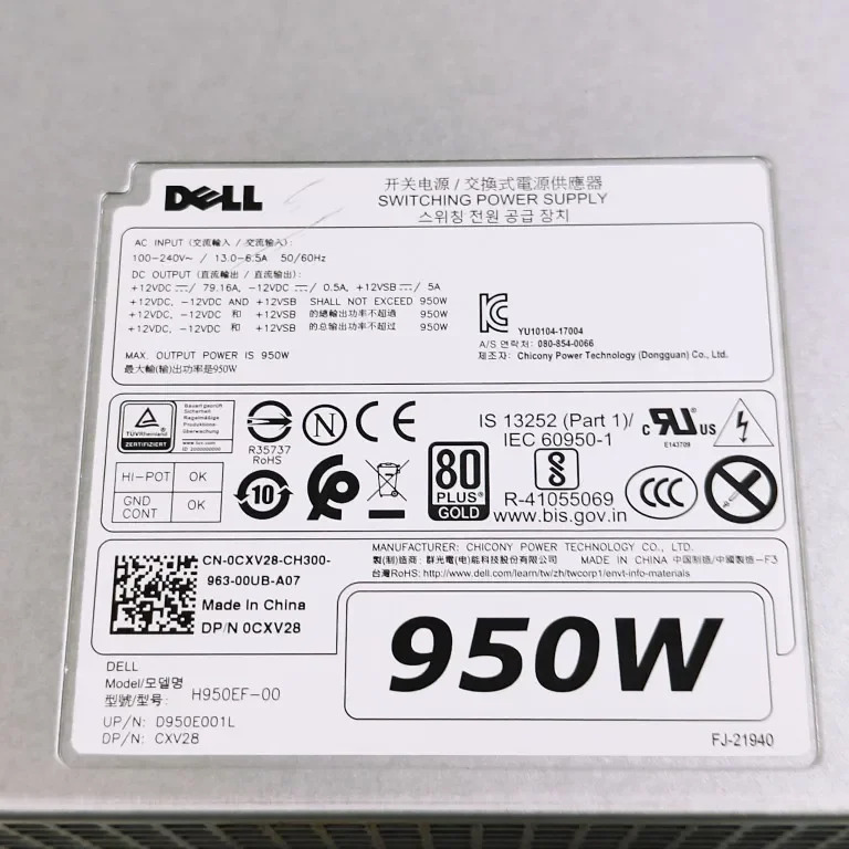 Dell 오리지널 T5820 T7820 전원공급장치 950W AC950EF-00 WGCH4 H950 워크스테이션용