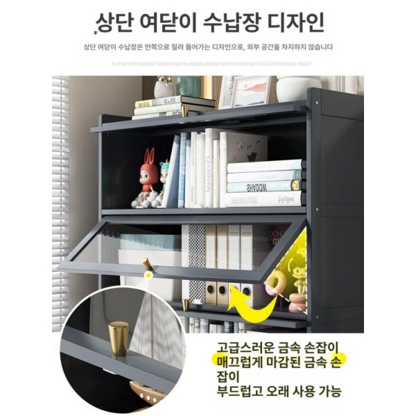 프리미엄 우드 유리문 선반 여닫이 옷수납장 서재 안방 2층 60 클래식 브라운 투명 문 2층 60 클래식 브라운 투명 문 - 상세 이미지 3