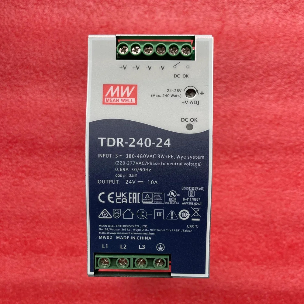 MEAN WELL TDR-240-24 240W24V10A TDR-240-48 240W48V5A 240W PFC 기능 초박형 3상 산업가이드 레일