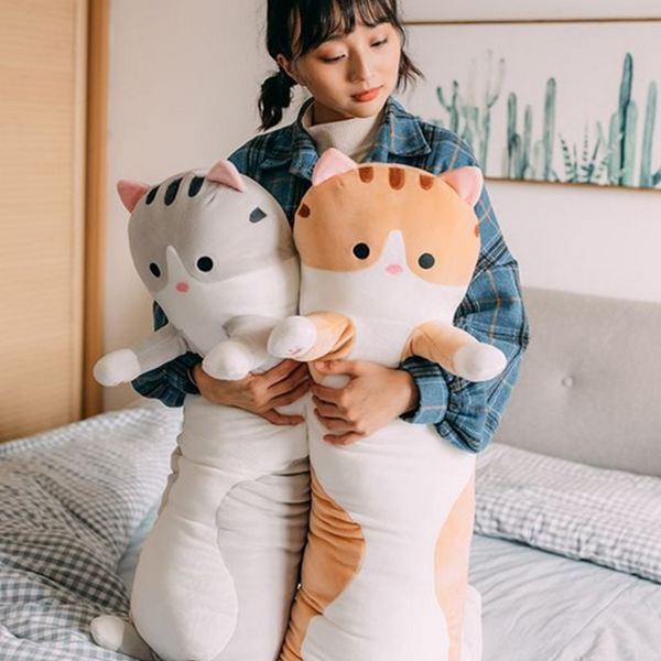 부드러운 동물 바디 필로우 고양이 애착 바디 필로우 안고자는 베개