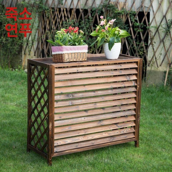 프리미엄 에어컨 실외기 덮개 나무 화분다이 야외 외부기기 소 내경 80x32x70 - 상세 이미지 3