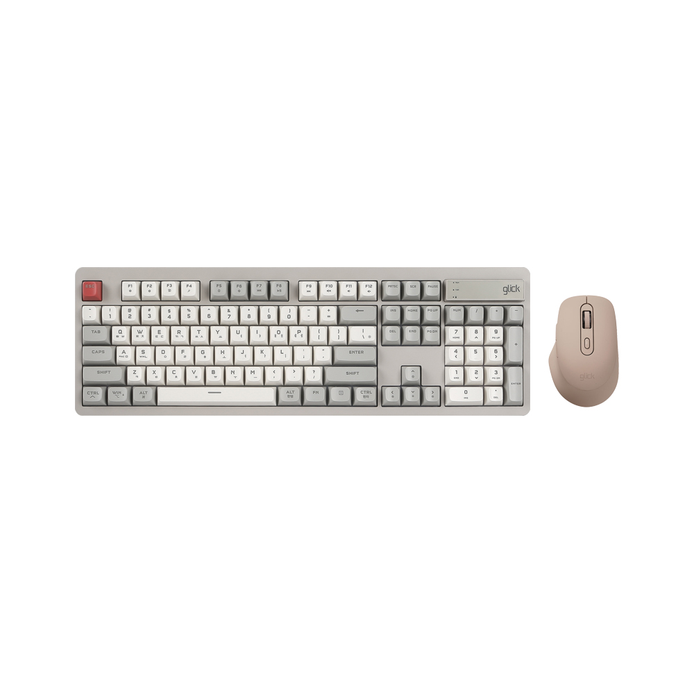 지클릭커 오피스프로 WMK529 사일런스 M 무소음 무선 블루투스 키보드 마우스 세트 104키 Retro - 상품 이미지