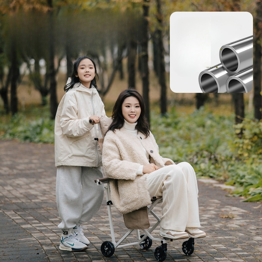 접이식 의자 바퀴달린 스틸프레임 등받이 헤드레스트 팔걸이 푹신한 보조이동식 휴대용 - 상세 이미지 4