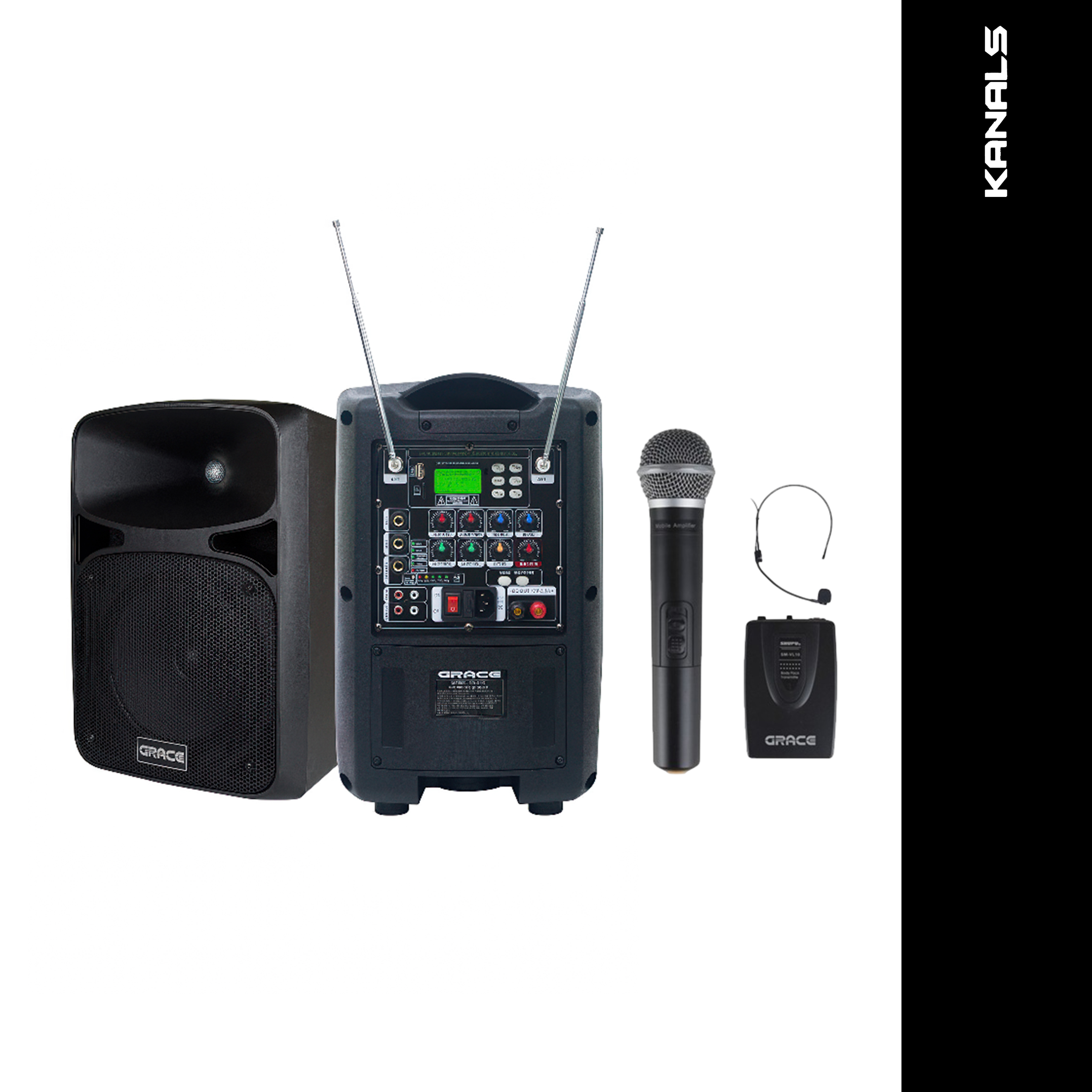 그레이스 EG-210 충전형 이동식 블루투스 앰프 스피커 무선 마이크 2개 세트 - 상품 이미지