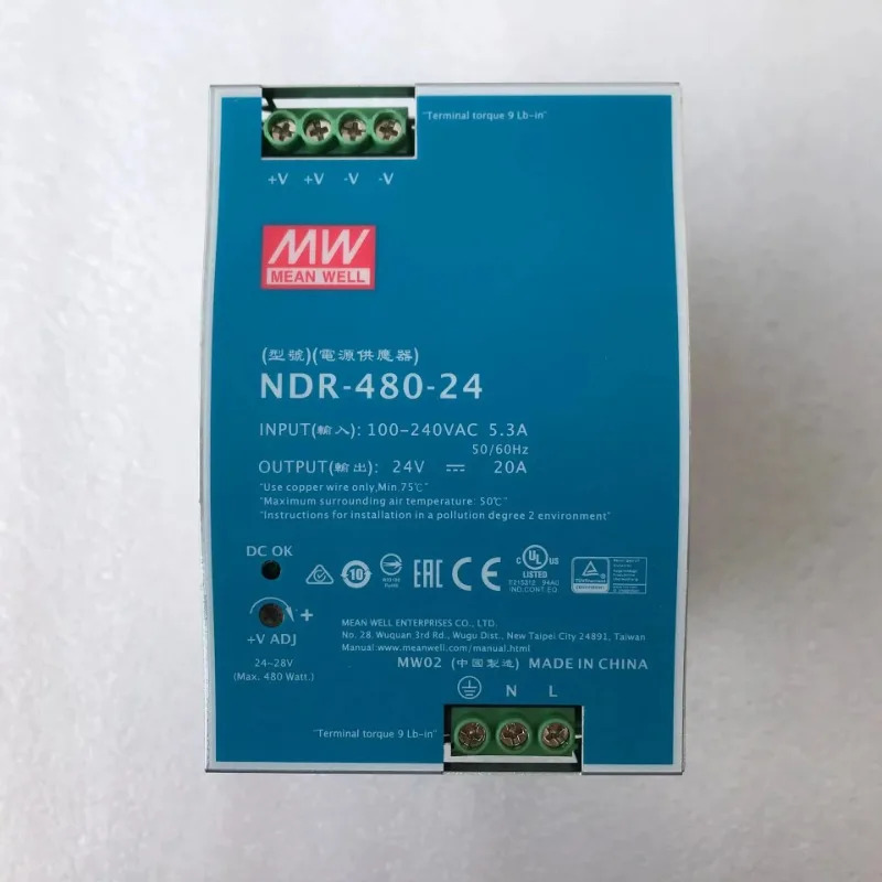 MEAN WELL NDR-480 시리즈 NDR-480-24 NDR-480-48 480W 산업DIN 레일 단일 출력