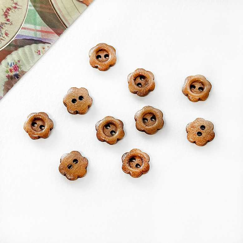 (NEW) 11.5mm 꽃모양 우드단추 나무단추 (10개) - 상세 이미지 4