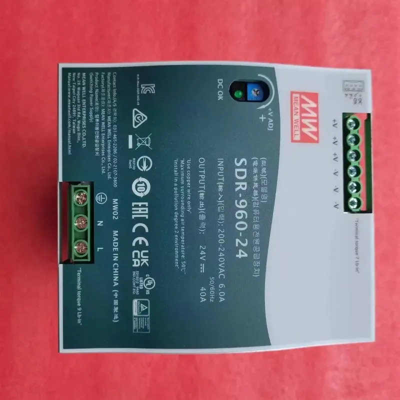 MEAN WELL SDR-960 SDR-960-24 24V 40A 960W DC 레일 스위칭 전원공급장치 효율적활성 PFC 얇은